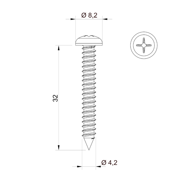 Vis galvanisé  4,2x32 mm  